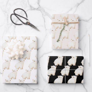 Feuille De Papier Cadeau Ours polaires mignons d'hiver