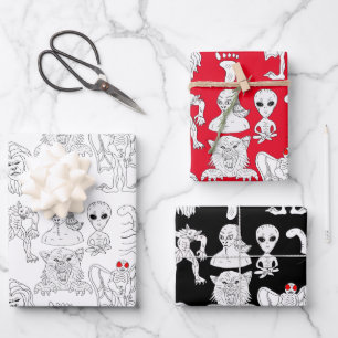 Feuille De Papier Cadeau OVNI, Alien, Bigfoot, Mothman, Dogman, Cryptides