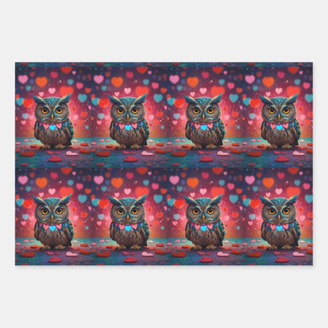 Feuille De Papier Cadeau Owl t'aime toujours (Devant 3)