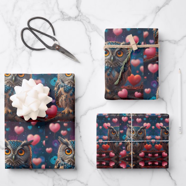 Feuille De Papier Cadeau Owl t'aime toujours (Recto)