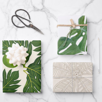 Feuille De Papier Cadeau Pack de 3 papiers d'emballage floraux