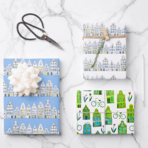 Feuille De Papier Cadeau Pack Variété Amsterdam Bikes Tulips