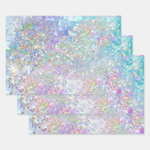 Feuille De Papier Cadeau Pailleté iridescent holographique de sirène scinti