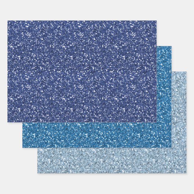 Feuille De Papier Cadeau Paillettes Bleues (Lot)