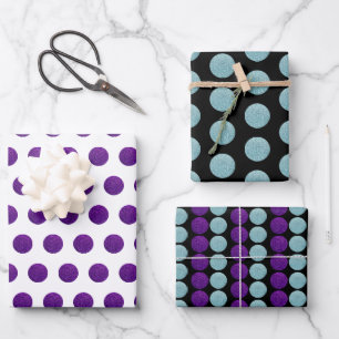 Feuille De Papier Cadeau Paillettes de teintes sarcelle et violet dans un m