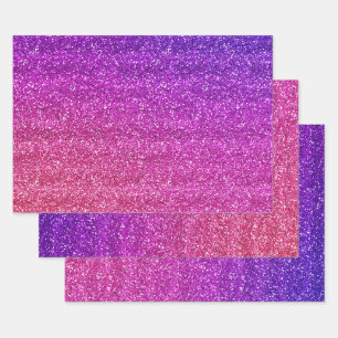 Feuille De Papier Cadeau Paillettes dégradé violet et rose brillant 