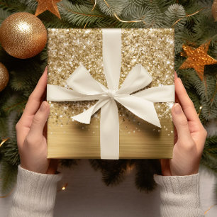 Feuille De Papier Cadeau Paillettes dorées Glamour