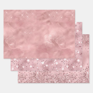 Feuille De Papier Cadeau Paillettes roses glamour tendance chic pour elle