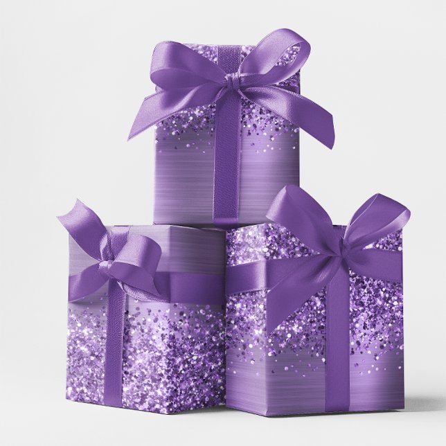 Feuille De Papier Cadeau Paillettes Violet Clair Glam (Glittery Light Purple Glam Wrapping Paper Sheets)