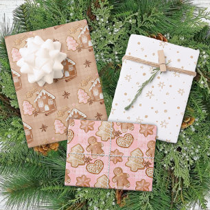Feuille De Papier Cadeau Pain d'épices d'hiver Cute Stars Fun Noël