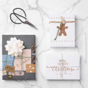 Feuille De Papier Cadeau Pain d'épices festif 3 pack Enveloppement cadeau d