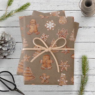 Feuille De Papier Cadeau Pain d'épices Homme Cookies Noël mignon