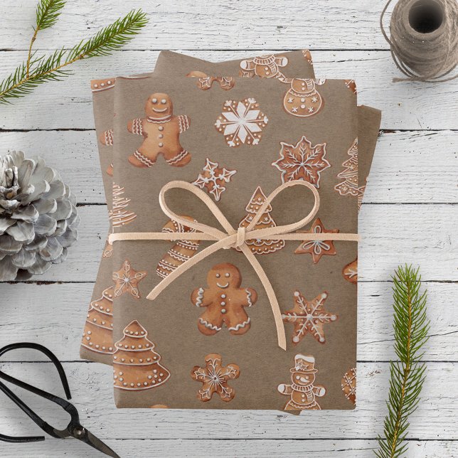 Feuille De Papier Cadeau Pain d'épices Homme Cookies Noël mignon (Créateur téléchargé)