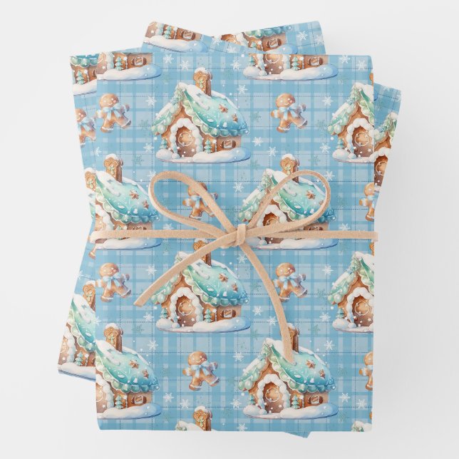 Feuille De Papier Cadeau Pain d'épices Maison Neige Pain d'épices Bébé (En situation)