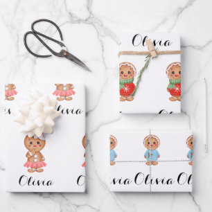 Feuille De Papier Cadeau pain d'épices mignon