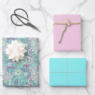 Feuille De Papier Cadeau Paisley turquoise