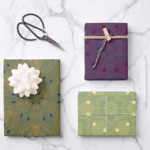 Feuille De Papier Cadeau Palette de couleurs violet et vert