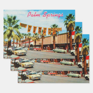 Feuille De Papier Cadeau Palm Springs, Californie, vintage,