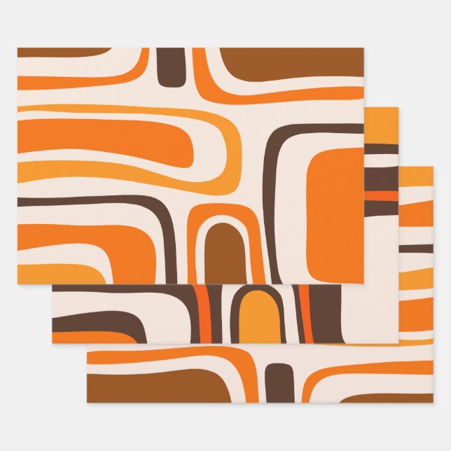 Feuille De Papier Cadeau Palm Springs Motif Abstrait moderne du milieu du s (Lot)
