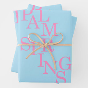 Feuille De Papier Cadeau Palm Springs Rose Et Bleu