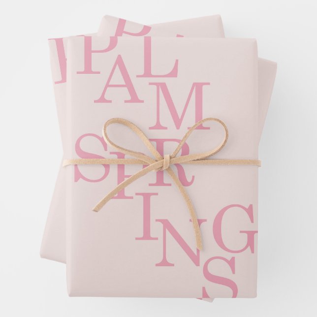 Feuille De Papier Cadeau Palm Springs rose pâle (En situation)