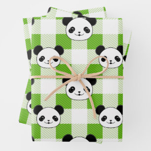 Feuille De Papier Cadeau Panda blanc vert Motif tatan ours