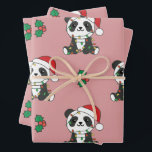 Feuille De Papier Cadeau Panda Christmas Winter Animaux de vacances Pandas<br><div class="desc">Le Panda à Noël avec des lumières de fées. Animaux amusants avec des cadeaux et de la neige pour les vacances. Un doux salut de Noël. Les pandas sont des animaux mignons et parfaits pour Noël.</div>