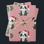 Feuille De Papier Cadeau Panda Christmas Winter Animaux de vacances Pandas<br><div class="desc">Le Panda à Noël avec des lumières de fées. Animaux amusants avec des cadeaux et de la neige pour les vacances. Un doux salut de Noël. Les pandas sont des animaux mignons et parfaits pour Noël.</div>