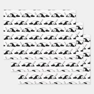 Feuille De Papier Cadeau Panda ZZZ Dormir Ours Lazy Nap Animaux