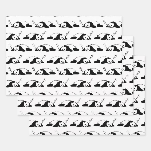 Feuille De Papier Cadeau Panda ZZZ Dormir Ours Lazy Nap Animaux (Lot)