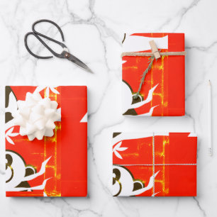 Feuille De Papier Cadeau Pandas mignons sur un bambou