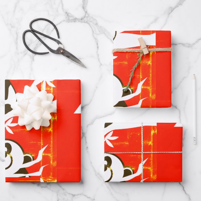 Feuille De Papier Cadeau Pandas mignons sur un bambou   (Recto)