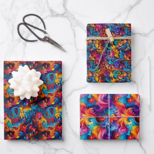 Feuille De Papier Cadeau Panneau de Paix Psychédélique & Cravate-Dye Flèche