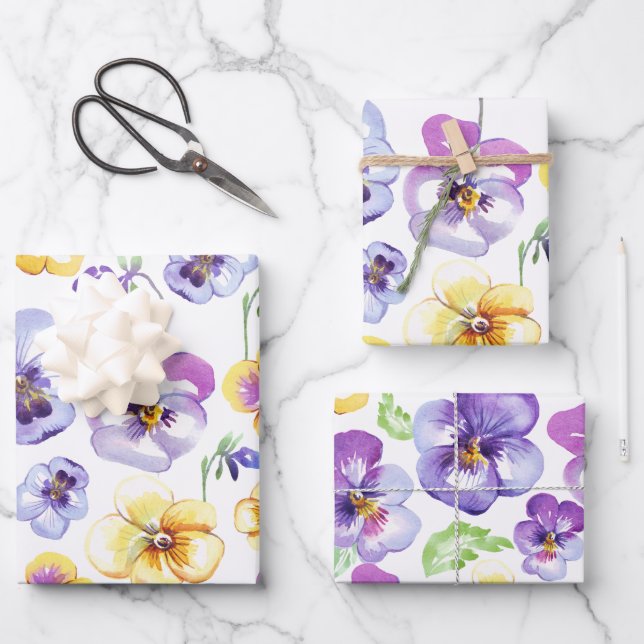 Feuille De Papier Cadeau Pansy Seamless (Recto)
