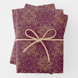 Feuille De Papier Cadeau Pansy violet Arabesque motifs géométriques islamiq