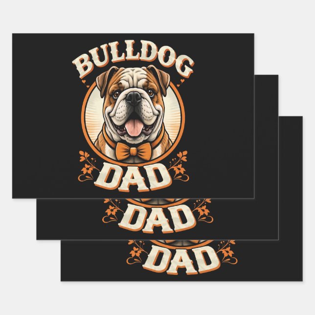 Feuille De Papier Cadeau Papa Bouledogue – Cute Vintage Bouledogue Fête des (Lot)