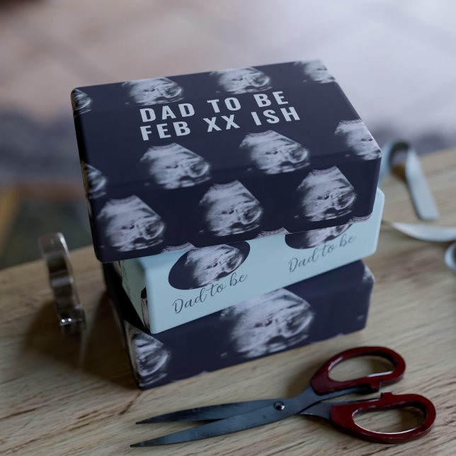 Feuille De Papier Cadeau Papa doit être Ultrasound Photo Première Fête des  (Créateur téléchargé)