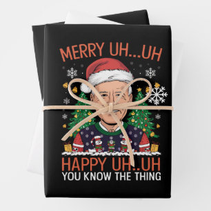 Feuille De Papier Cadeau Papa Noël drôle Joe Biden Joyeux Euh Euh Noël Moch