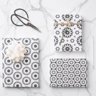 Feuille De Papier Cadeau Papel de regalo en gris y blanco.