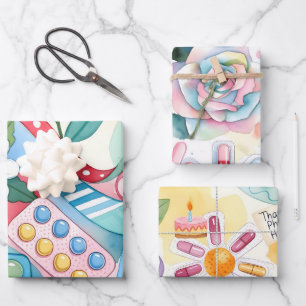 Feuille De Papier Cadeau Papeterie aquarelle moderne pour pharmacie Merci h