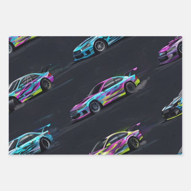 Feuille De Papier Cadeau Papier-Cadeau-Drift-Car (Devant)