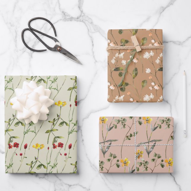 Feuille De Papier Cadeau Papiers à envelopper Floral Varié (Recto)