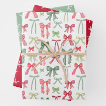 Papiers cadeaux Noël Coquette Rubans Rouges & Vert