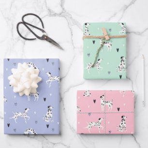 Feuille De Papier Cadeau Papiers d'emballage Chien Dalmatien  Set de 3