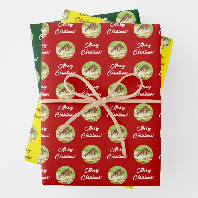 Feuille De Papier Cadeau Papiers d'emballage de Noël à scène forestière (En situation)