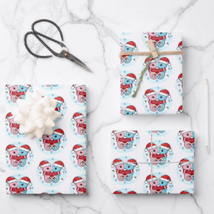 Feuille De Papier Cadeau Papiers d'emballage de Noël de jolis hippocampes