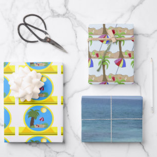 Feuille De Papier Cadeau Papiers d'emballage de plage et d'océan
