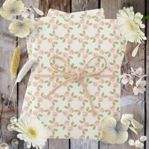 Feuille De Papier Cadeau Papiers d'emballage Roses de Cottage en rose profo