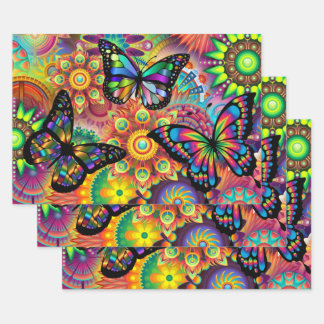 Feuille De Papier Cadeau Papillon