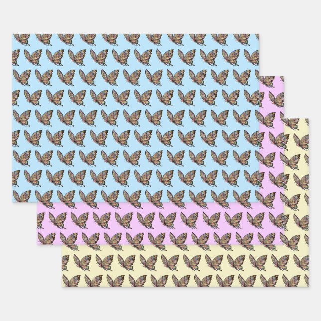 Feuille De Papier Cadeau Papillon de dessin (Lot)